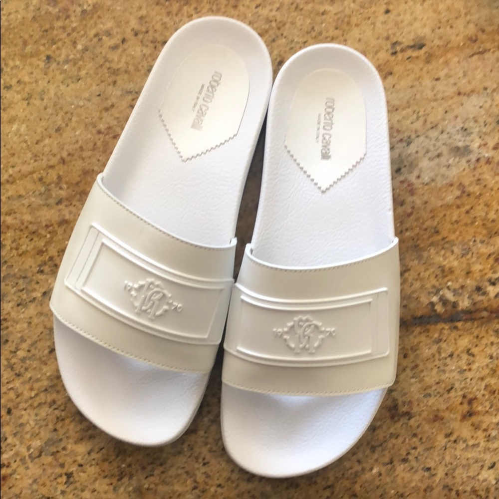 Roberto Cavalli Leather RC Monogram Slides